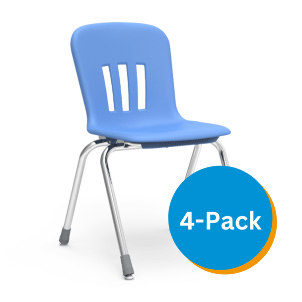 Metaphor Series 18" Classroom Chair, Sky Blue Bucket, Chrome Frame, 5th Grade - Adult - Set of 4 Chairs