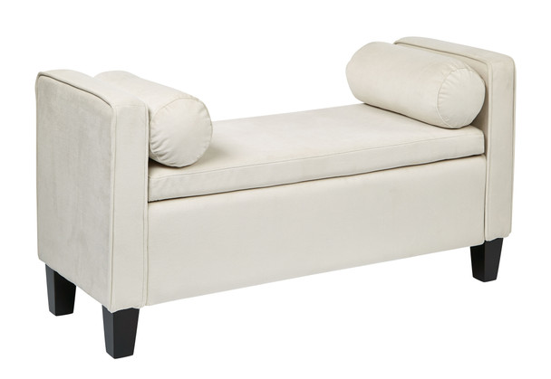 Cordoba Storage Bench with Pillows in Oyster Velvet Fabric BP-CBOT48-X12