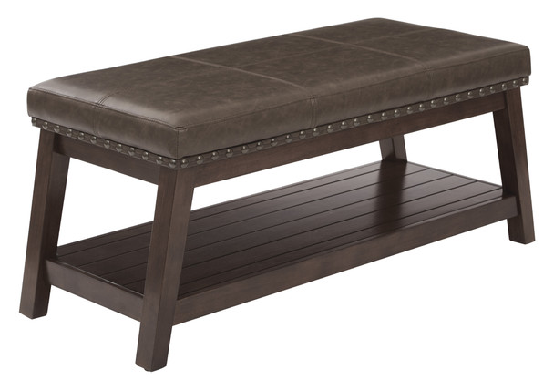 Emery Entry Bench with Mocha Rustic Bonded Leather EMEB-XC34