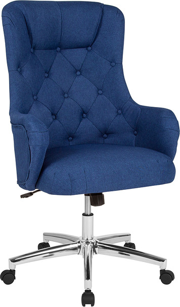 Chambord Home and Office Upholstered High Back Chair in Blue Fabric