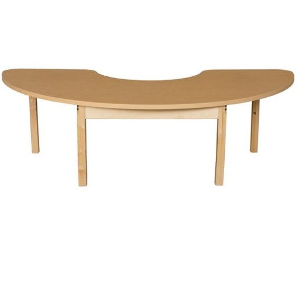 22" x 64" Half Circle High Pressure Laminate Table with Hardwood Legs