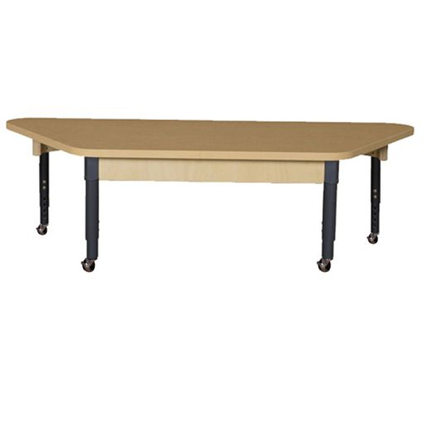 Mobile Trapezoidal High Pressure Laminate Table with Adjustable Legs