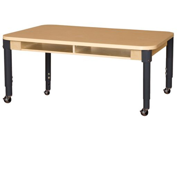 Mobile 36" x 48" Four Seater High Pressure Laminate Desk with Adjustable Legs