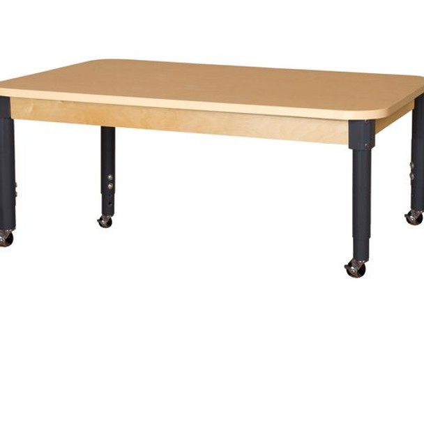 Mobile 36' x 60" Rectangle High Pressure Laminate Table with Adjustable Legs