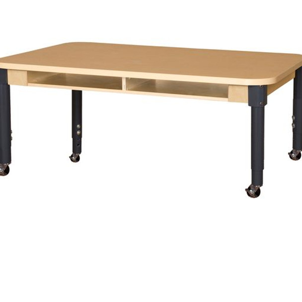 Mobile 36" x 60" Four Seater High Pressure Laminate Desk with Adjustable Legs