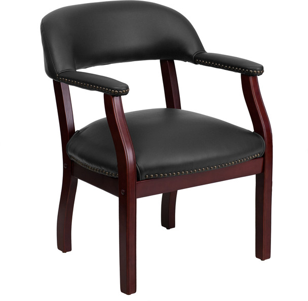 Black Vinyl Luxurious Conference Chair with Accent Nail Trim