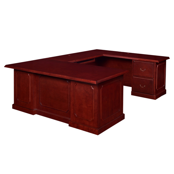 Prestige 72" x 36" Double Pedestal U-Desk- Mahogany