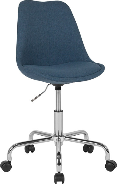 Aurora Series Mid-Back Blue Fabric Task Office Chair with Pneumatic Lift and Chrome Base