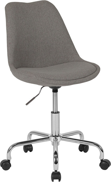 Aurora Series Mid-Back Light Gray Fabric Task Office Chair with Pneumatic Lift and Chrome Base