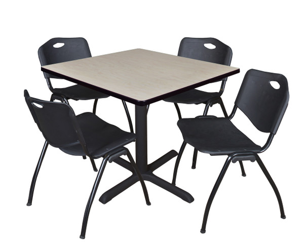 Cain 42" Square Breakroom Table With 4 'M' Stack Chairs