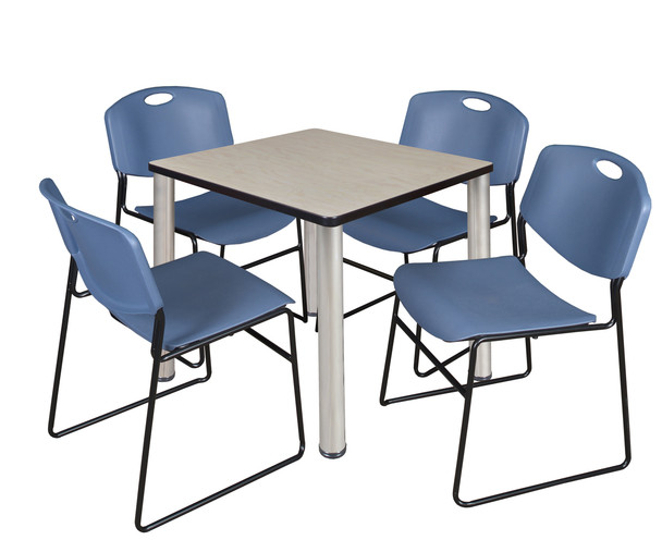 Kee 30" Square Breakroom Table And 4 Zeng Stack Chairs
