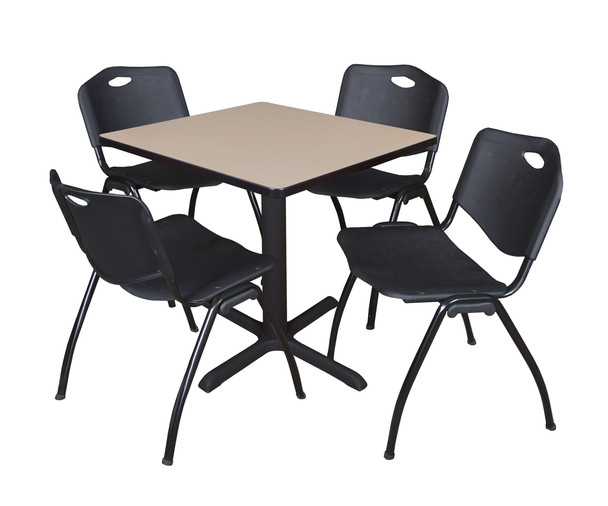 Cain 30" Square Breakroom Table With 4 'M' Stack Chairs