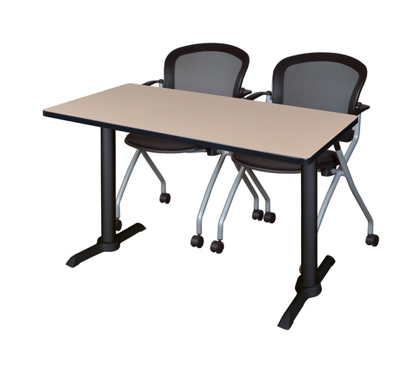 Cain Training Table- Beige With Black Cadence Nesting Chairs