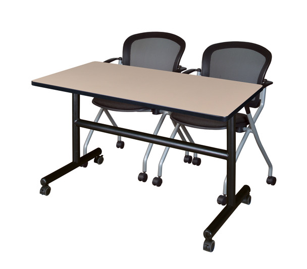 Flip Top Mobile Training Table With Cadence Nesting Chairs