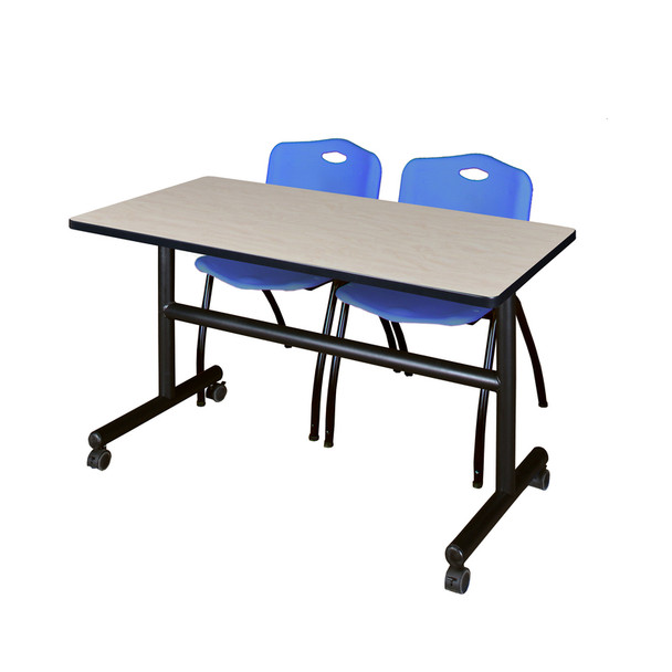 48" x 30" Flip Top Mobile Training Table With 2 "M" Stack Chairs