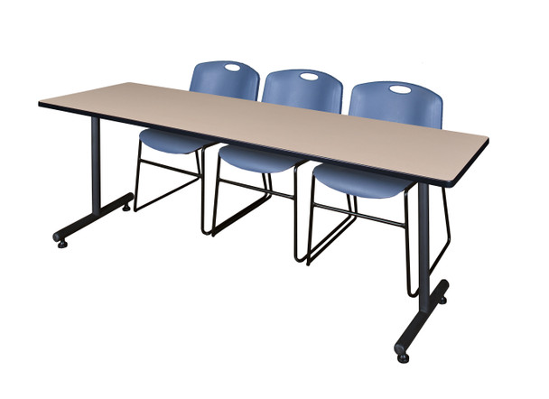 84" x 24" Kobe Training Table With 3 Zeng Stack Chairs