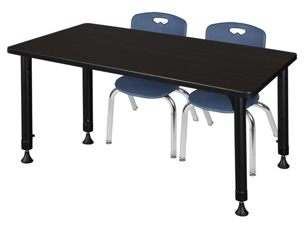 Kee 48" x 30" Height Adjustable Classroom Table With 2 Andy 12-in Stack Chairs