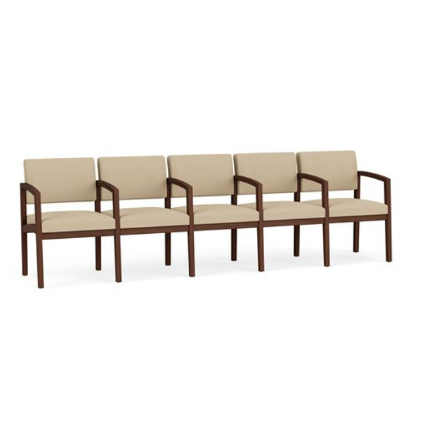 Lenox Wood Waiting Reception 5 Seat Tandem Seating Wood Frame