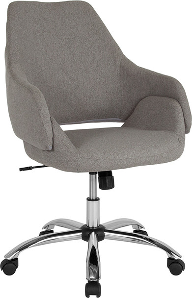 Madrid Home and Office Upholstered Mid-Back Chair in Light Gray Fabric