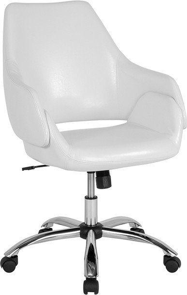 Madrid Home and Office Upholstered Mid-Back Chair in White Leather