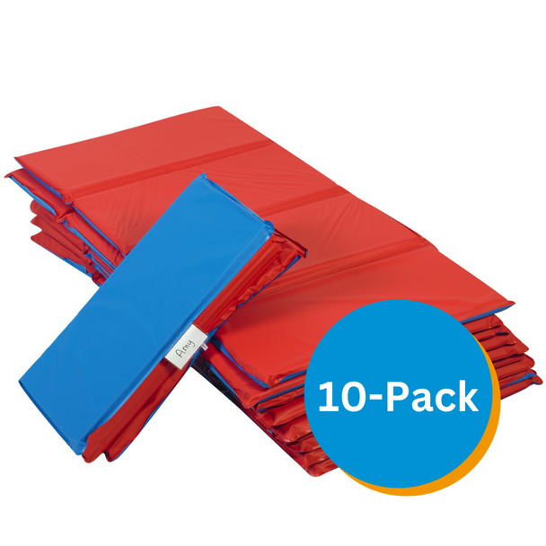 Angels Rest Nap Mat 1" - Red/Blue 4-Section Folding Mat - 10 Pack