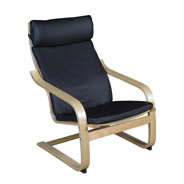 Niche Mia Bentwood Reclining Chair- Natural/ Black Leather
