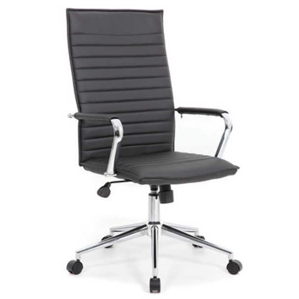 Executive High Back Task Chair w/Chrome Frame and Ribbed Back