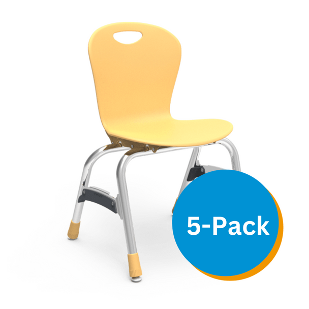 ZUMA Series 15" Classroom Chair, Squash Bucket, Chrome Frame, 1st - 4th Grade - Set of 5 Chairs