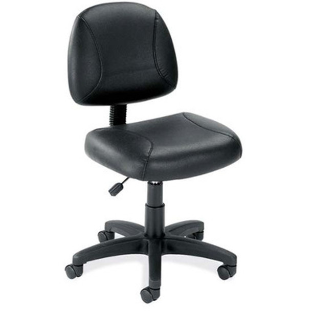 Black Leather Armless Deluxe Posture Chair with Black Frame