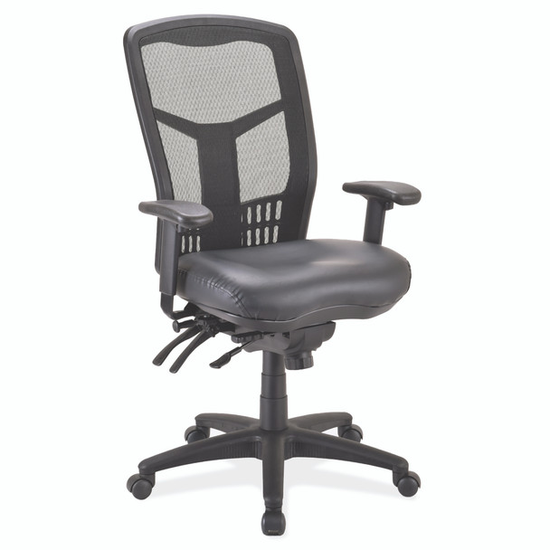 Multi-Function High Back Mesh Back Chair with Antimicrobial Upholstered Seat and Black Frame