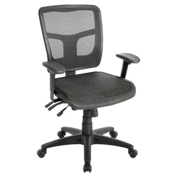 Multi Function Mid Back Chair with Seat Slider and Black Frame - Mesh