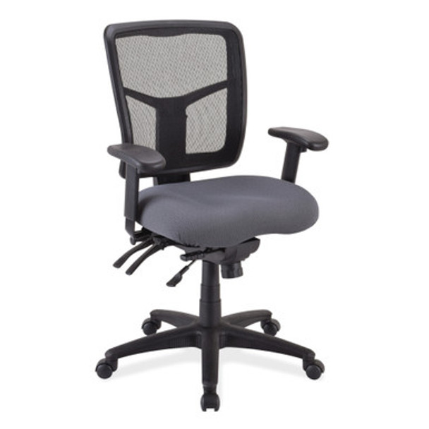 Multi Function Mid Back Chair with Seat Slider and Black Frame - Fabric