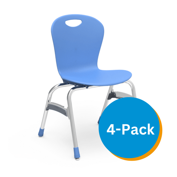 ZUMA Series 18" Classroom Chair, Sky Blue Bucket, Chrome Frame, 5th Grade - Adult - Set of 4 Chairs