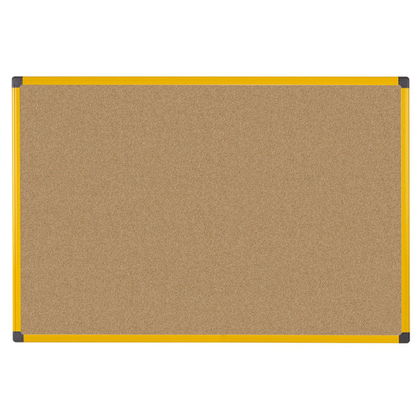 MasterVIsion Industrial Ultrabrite Cork Bulletin Board, Yellow Frame