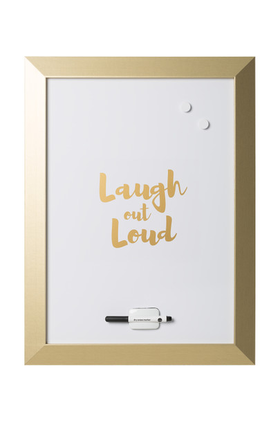 MasterVision Magnetic Dry-Erase Quote Board, "LOL" Quote, Gold Metallic Frame, 18" X 24",
