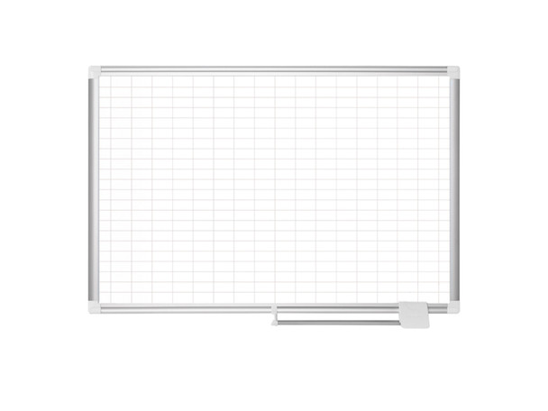 MasterVision Magnetic Porcelain Dry-Erase Planning Board with Accessory Kit, 1" X 2" Grid, Aluminum Frame