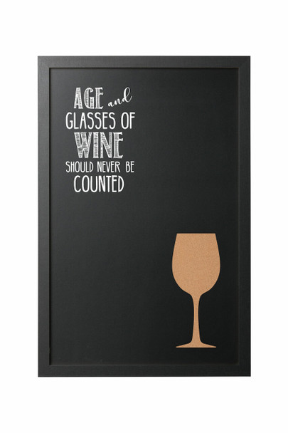 Essentials Vino Combo Quote Chalkboard - 400 x 600 mm - Non-Magnetic Surface, Black MDF Frame
