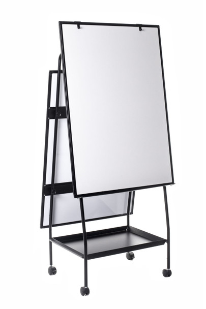 MasterVision Creation Station Magnetic Steel Dry-Erase Mobile Easel, Black Aluminum Frame, 29.5" X 42"