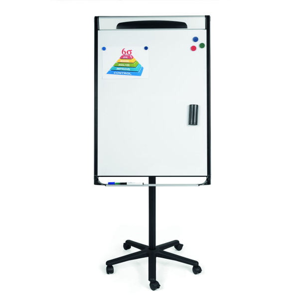 MasterVision Magnetic Porcelain Dry-Erase Mobile Presentation Easel, Black & Silver, 29.5" X 42"