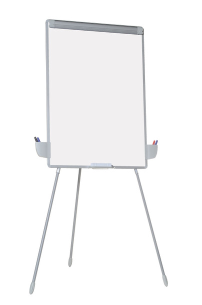 MasterVision Melamine Dry-Erase Tri-Pod Presentation Easel with Pen Accessory Cups, Silver Frame, 29.5" X 42"