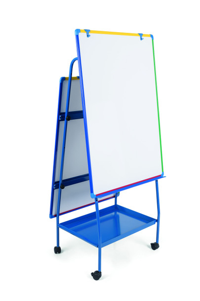 MasterVision Schoolmate Creation Station Magnetic Steel Dry-Erase Mobile Easel, Aluminum Frame, 29.5" X 42"