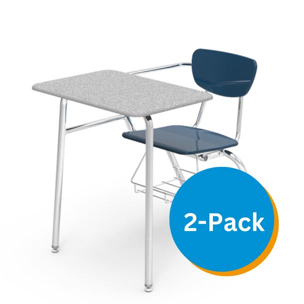 3000 Series Chair Combo, 18" x 24" Top, Navy Seat and Back, Grey Nebula Top, Chrome Frame - Set of 2 Chairs