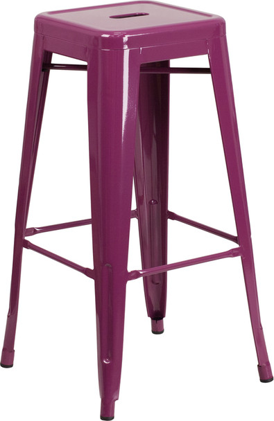 30'' High Backless Purple Indoor-Outdoor Barstool