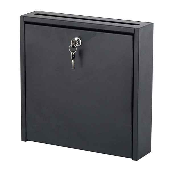 Safco black wall-mounted mailbox for school hallways and therapy offices