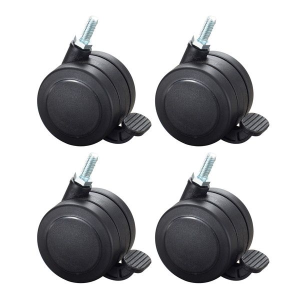 Close-up of dual-wheel locking caster in Black for AlphaBetter desks – Safco Products