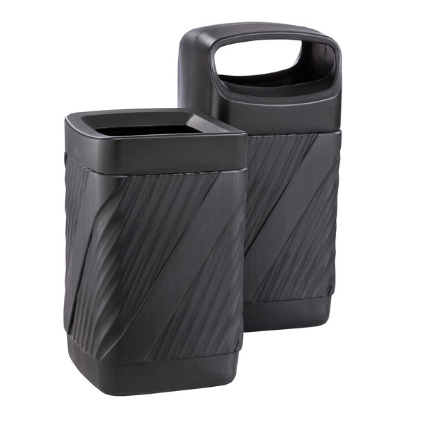 Safco® Twist™ Waste Receptacle in Black – front view for classrooms and therapy centers