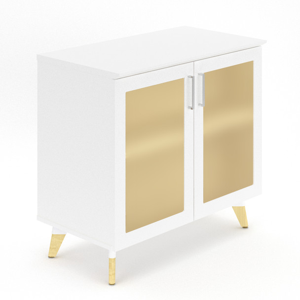 Safco Resi glass door kit in white laminate for classroom storage