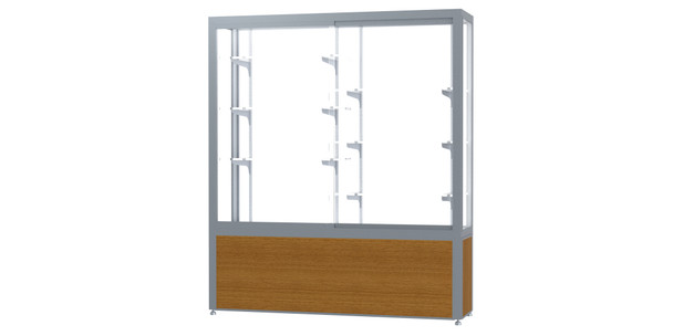Waddell Challenger 1000 trophy case with white laminate back for school lobbies