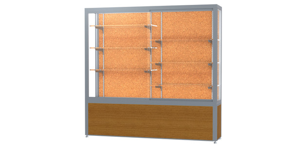 Waddell Challenger display case in brushed aluminum for school hallways