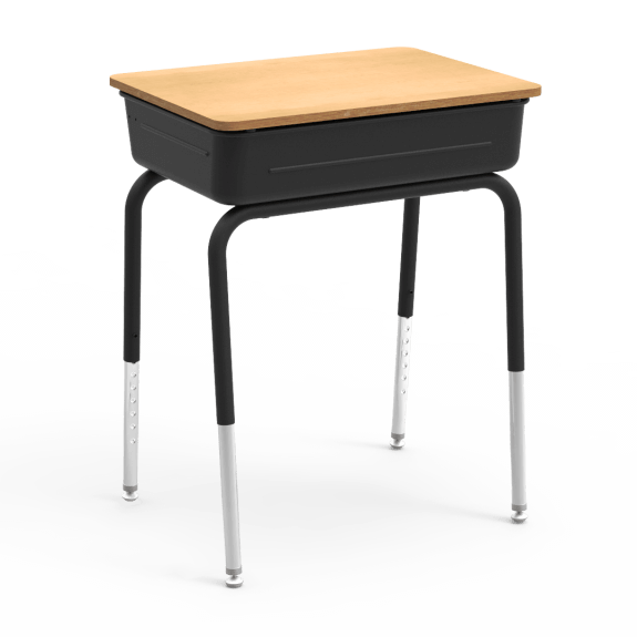 751 Series Student Desk, 18" x 24" Laminate Top, Black Book Box, Fusion Maple Top, Clear Edge, Char Black Frame